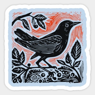 Lino Cut Bird Sticker